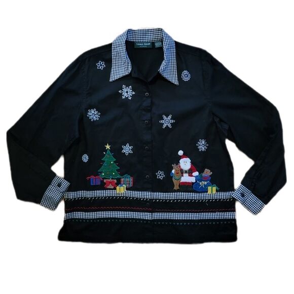 🎄 Lemon Grass Studio Button Down Christmas Blouse - Picture 1 of 11